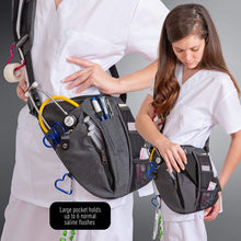 Load image into Gallery viewer, Crossbody Fanny Pack with Holder for Stethoscope, Tape, & Bandage Scissors - Storage for Emergency Supplies - Organizer Bag for Nurses, Student & Medical Professionals - Home Health Nurse Bag & Wound Care