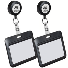 Load image into Gallery viewer, Premium Badge Reel Belt Clip - Stainless-Steel Cable - with RFID Compatible ID Holder & Bottle Opener