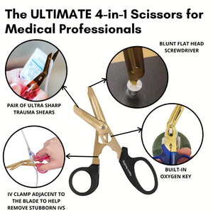 2-Pack Hummingbird 4-in-1 Medical Scissors - Compact Pocket Size Trauma Shears