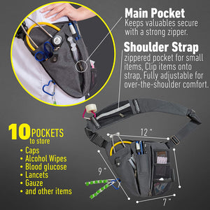 Crossbody Fanny Pack for Nurses, Student & Medical Professionals Grey